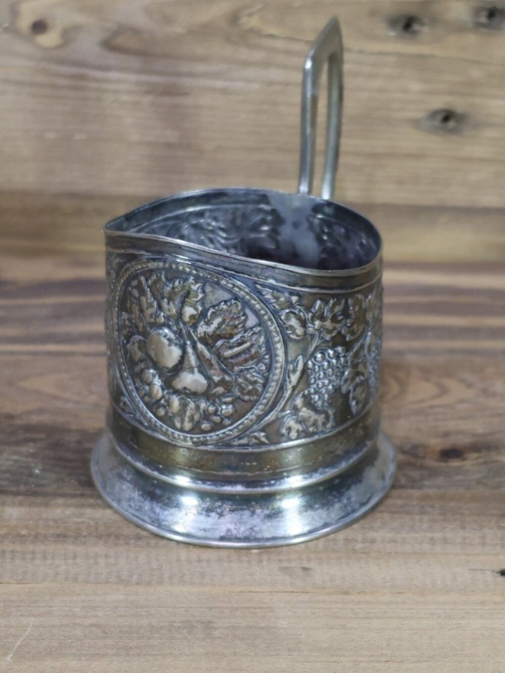 Podstakannik train Cup holder for Tea Cupronickel Tips "Fruit Basket" USSR 70s'